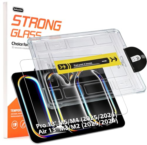 Hianjoo Protector de Pantalla Compatible con iPad Pro 13 / iPad Air 13, Pantalla Protector con Kit de Instalación Automática Cristal Templado Compatible con iPad (2025/2024) Air M3 M2 / Pro M5 M4