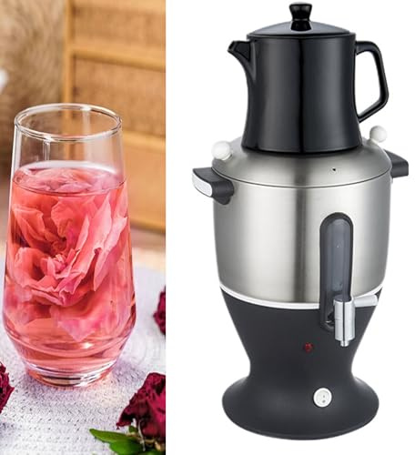 6L Stainless Steel Double Pot Kettle Infuser, Electric Samovar Turkish Tea Maker with Infuser & Keep Warm, Ideal for Russian and Turkish Tea enthusiasts