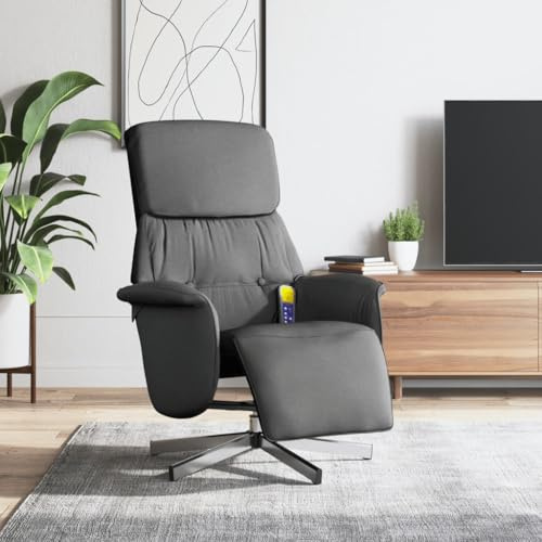 Frdhee Sillón de TV ajustable Sillón de televisión,Sillón de masaje con reposapiés tela gris oscuro,Para cine en casa sala de estar dormitorio