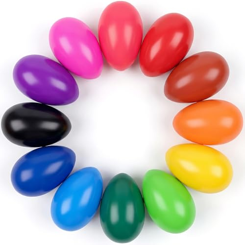 Canscci 12 Pack Easter Egg Crayons,12 Colors Easter Egg-Shaped Crayons | Egg Crayons for Kids Girls Boys Toddles Easter Basket Stuffers Essentials Egg Fillers Party Favors Gifts