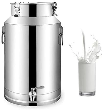 YLKJCE Bidon De Lait éPais avec Robinet,Bidon avec Robinet 30l INOX,Bidon A Lait Aluminium pour Le Riz, La Farine, Les CéRéAles(Capacity,7liter)