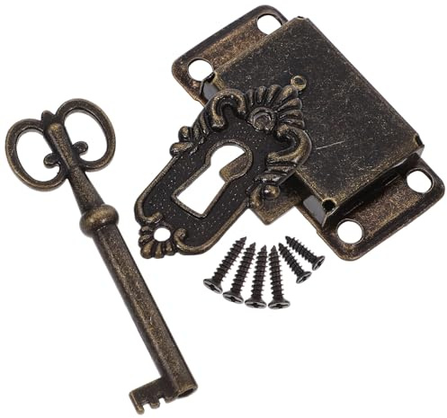 VILLCASE Set Serrature per Mobili Antichi con Chiave, Kit Serratura per Cassetti Vintage in Lega di Zinco e Ferro, Accessori per Installazione Semplice, Sicurezza per Mobili da Casa e