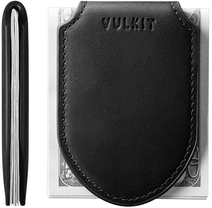 VULKIT Luxus Geldklammer Echtleder Magnetverschluss VULKIT Streamline Design Geldklammer Geldbörse, hält bis zu 20 Rechnungen