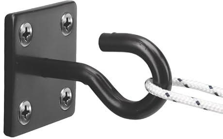 Luckora Heavy Duty Chain Plate Hook 50x50x2mm – Black Metal Wall Mount Hook for Ropes, Chains, Gates, Sheds, Garage, Garden & Outdoor Storage