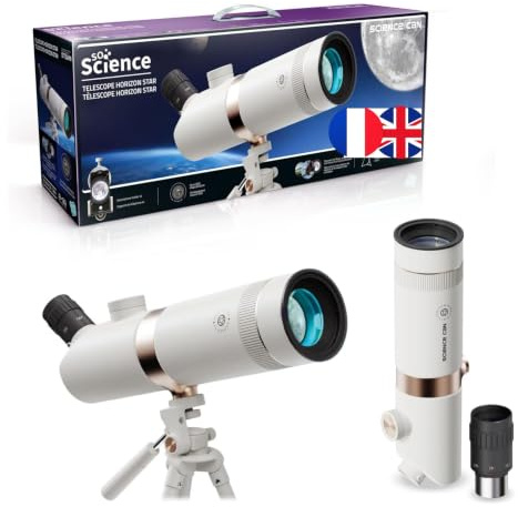 Canal Toys - So Science - Télescope Astronomique pour Enfant Dès 8 Ans - Grossissement 120x - Oculaires 16x & 40x - Support Smartphone - Trépied Réglable - Kit Lune & Planètes - FR & en - COS 002FR