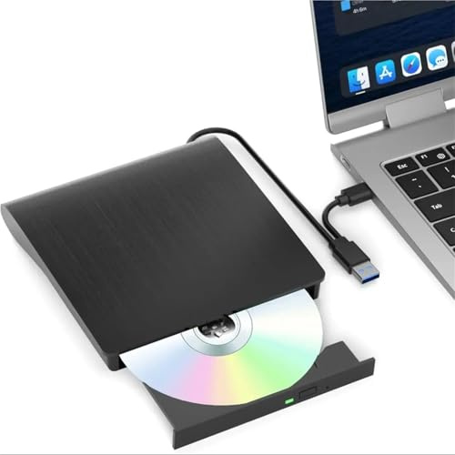 TUdcgjSXF External Drive CD DVD Player Optical Drives for Laptop Desktop Burner Compatible with Windows 11 10 Mac OS