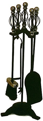 5 Piece Black and Brass Spiral Companion Set