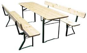 Kunibert Bierzeltgarnitur Biergartengarnitur 1 A Brauereiqualität mit 67cm er Tischbreite direkt vom Hersteller 2 -Fach lackiert Maß: 220x67cm