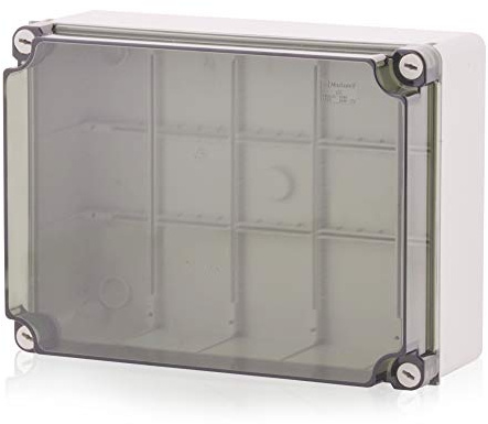 Aufputz Installationsgehäuse, Abzweigkasten Kunststoffgehäuse mit Scharnierschraube | 300x220x120mm | IP65 | Transparenter Deckel Verteilerkasten Leergehäuse Industriegehäuse, Abzweigdose
