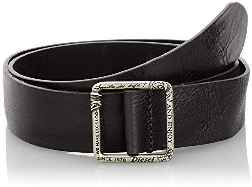 Diesel BISATE CINTURA Belt Gürtel Echtleder Schwarz (Schwarz, 85 cm)