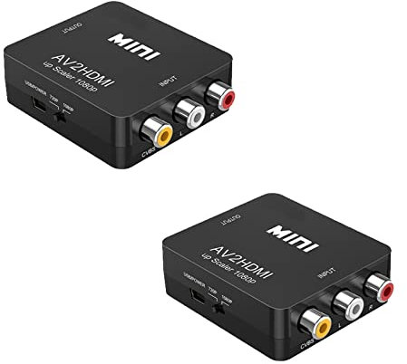 TopHomer RCA à HDMI, 1080P AV RCA à HDMI Convertisseur Composite CVBS AV à HDMI Vidéo Convertisseur Adaptateur pour PC Ordinateur Portable Mini Xbox PS2 PS3 TV STB VHS Magnétoscope Caméra DVD 2PCS