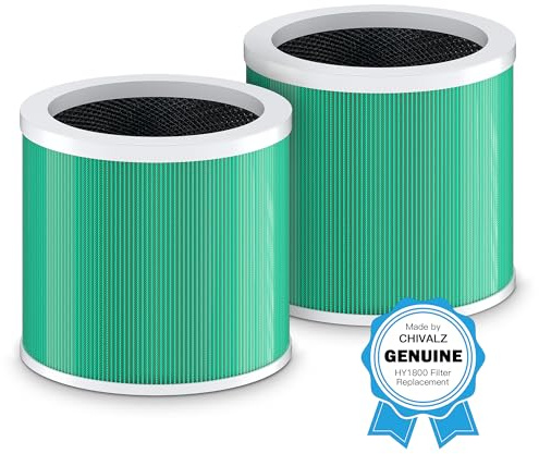 CHIVALZ Genuine HY1800 Air Purifier Replacement Filter, 3-in-1 Filtration, High-Efficiency Activated Carbon, True HEPA Filter (2 Pack)