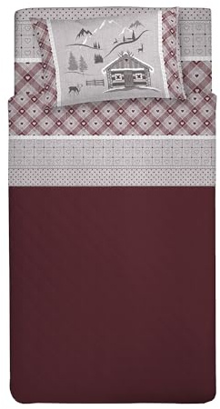 PENSIERI DELICATI Bettwäsche-Set für Einzelbett, 100% Baumwolle, Bettwäsche-Set für Einzelbett, 90 x 200 cm, inklusive Spannbettlaken, Bettlaken und 1 Kissenbezug, hergestellt in Italien, Motiv: