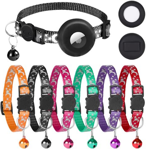 Katzenhalsband mit Glöckchen, Katzenhalsbänder mit Schnellverschluss, Reflektierend, mit Sicherheitsschnalle, Verstellbar 20–34 cm, Passend für Alle Hauskatzen, Welpen, Zubehör (Kätzchen)