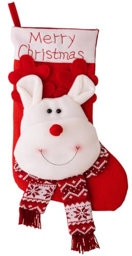 Uposao Nikolausstrumpf Nikolausstiefel Deko Weihnachtsmann Schneemann Rentier Gestrickter Nikolausstiefel zum Befüllen und Aufhängen Weihnachtsstrümpfe für Weihnachtsdeko