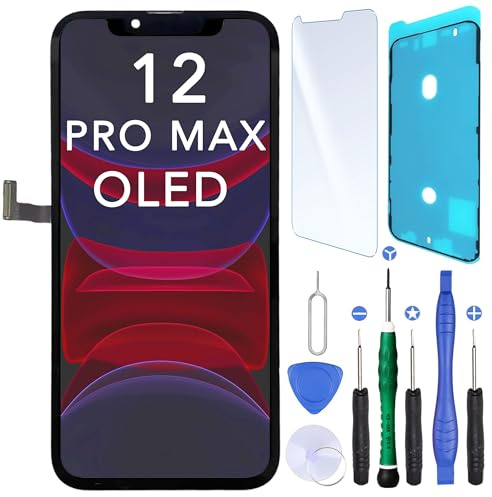 CINQ TEQ Ecran OLED Remplacement pour iPhone 12 Pro Max Joint d'ecran Verre trempé +Kit
