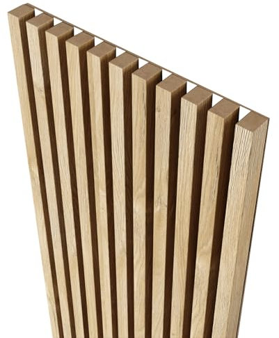 MEBANO. Paneles Acústicos en Placa Blanca 4 Piezas 240x18,5 cm Roble Natur Grandson Revestimiento de Pared Panel Decorativo MDF Lamas para Pared Interior Diseño Moderno