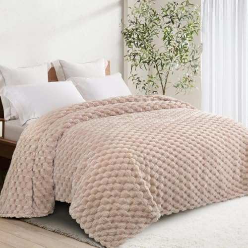 Whale Flotilla Kuscheldecke Flauschige 3D Jacquard Decke 220X240 cm | Exquisite, Leichte, Weiche Sofadecke Tagesdecke, Warme Wohndecke für Ganzjahreszeiten, Camel
