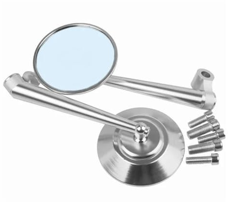 Lenkerendenspiegel Für VESPA Für Primavera Für Sprint 125 150 GTS300 GTV Motorrad Roller Rückansicht Seiten Spiegel Motorrad Rückspiegel(Silber)