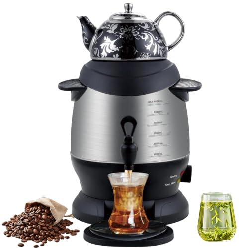 Macchina per Tè Turca 1800W Samovar Elettrico con Set di Doppia Teiera