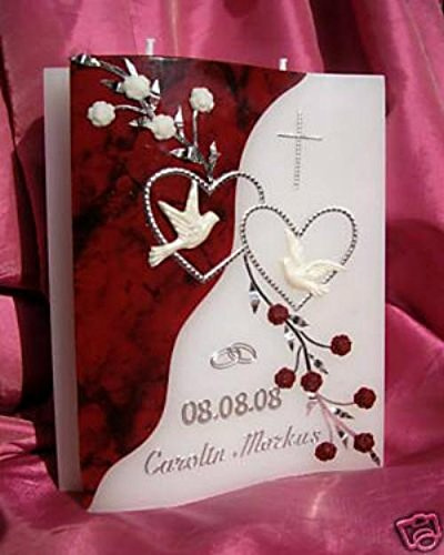 Hochzeitskerze Welle 200/150/40 mm inkl. Beschriftung H-01
