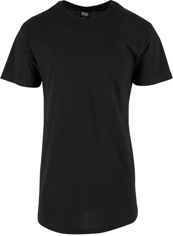 Urban Classics Homme Shaped Long Tee Manches Courtes Ourlet Arrondi Col Rond Basique Streetwear Minimaliste 100 Coton Jersey, Noir (Black 7), XL EU