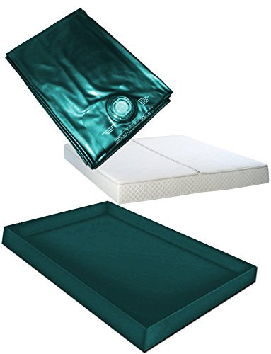 Hardside Wasserbetten Wasserkern Wasserbettmatratze Wasserbett Matratze Mono UNO + Sicherheitswanne Auslaufwanne Wanne Standup Liner + Bezug Auflage Rundumbezug (183 x 213 cm F5 (Kingsize))