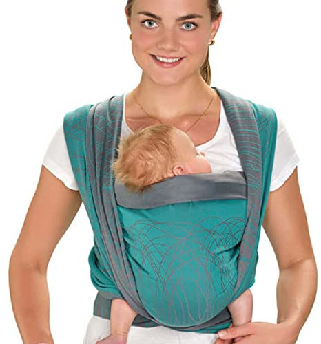 Hoppediz gewebtes Baby-Tragetuch ab Geburt, 100% kbA-Baumwolle (Bio), New York petrol 4,60 m