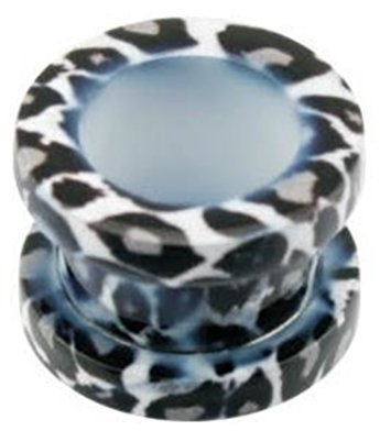 eeddoo Flesh Tunnel Leopard Schwarz-Weiß Edelstahl
