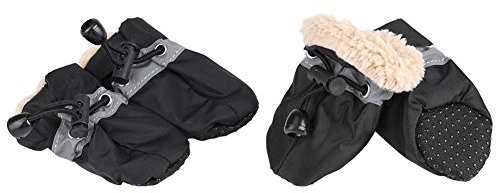 4 Teile/Satz Hundeschuhe rutschfeste Hundeschuhe Pfotenschutz wasserdichte Hundeschuhe Innen Hundeschuhe Außen Hundeschuhe zum Schutz der Pfoten(#4-Schwarz)