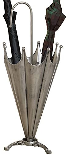 Dibor Brushed Silver Free-Standing Metal Brolly Umbrella Holder Rack Stand - H68cm