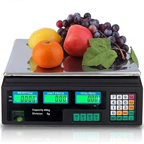 Maxell Power BASCULA BALANZA Comercial para Pesar Fruta VERDURA Peso 40KG Suma BATERIA Y 220V