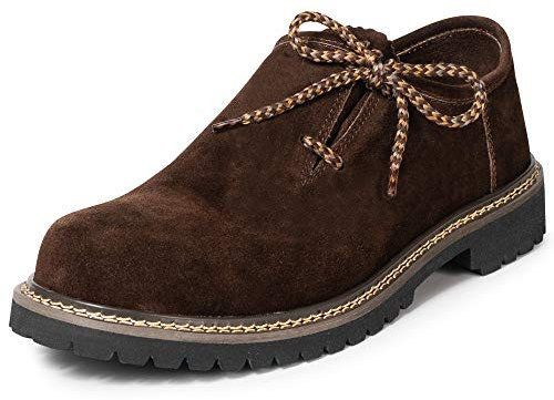 PAULGOS Trachtenschuhe Echt Leder Haferlschuhe Haferl Trachten Schuhe in 4 Farben Gr. 39-47 (44, Dunkelbraun, Numeric_44)