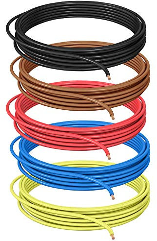 DCSk Fahrzeugleitung - 1,0mm² - 10m - FLRY B asymmetrisch Sortiment 5 Farben - 1,0 mm² - KFZ-Kabel-Litze - rot schwarz blau braun gelb - 1 0mm2