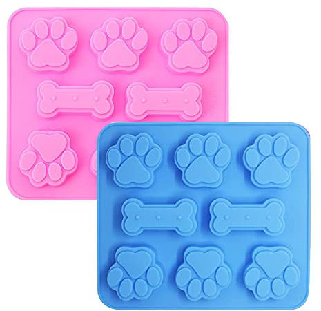 2 PCS Puppy Cat Dog Paw Silicone Mould Paw Print Chocolate Moulds Dog Treats Molds Dog Freezer Ice Lolly Mould Non Stick Silicone Mould for Wax Melts Baking Pudding Jelly Candy Gummy Cookie Ice Cube
