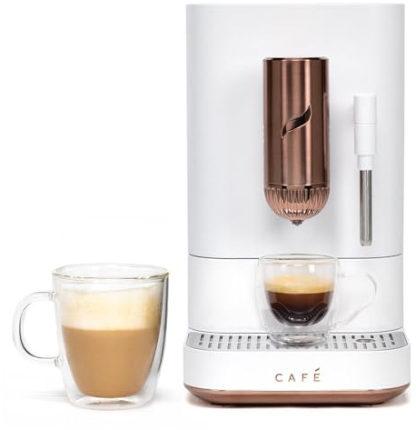 Cafe Affetto Automatic Espresso Machine & Milk Frother with Built In & Adjustable Espresso Bean Grinder, One-Touch Brew in 90 Seconds, Wifi & Smart Connected, Removable 1.2L Water Tank, Matte White