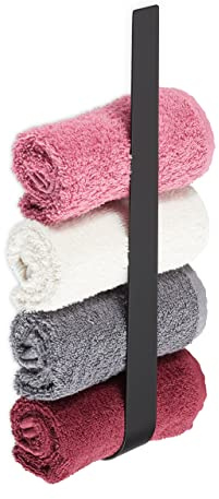 Relaxdays handdukshållare utan borrning, rostfritt stål, 36 cm, självhäftande handduksstång, gästhandduk hållare badrum, svart