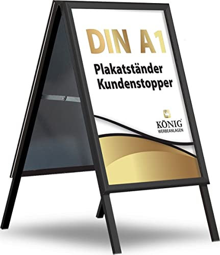 Plakatständer Keitum Black Line DIN A1 schwarz | beidseitig für 2 Plakate | Rückwand aus verzinktem Stahlblech | entspiegelte Schutzscheiben | wetterfest | Kundenstopper Gehwegaufsteller | Dreifke