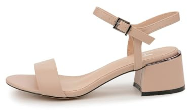 Rio Fiore Sandali Donna con Tacco, Beige, 5 cm Tacco a blocco, Cinturino alla caviglia, Ecopelle, C553-K1781-13 (Beige PU, 40 EU)