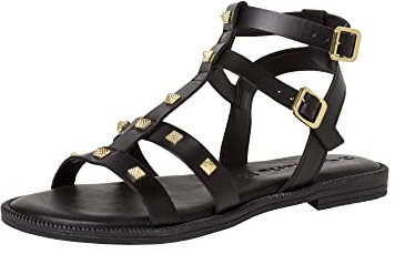 Tamaris Damen 1-1-28110-20 Sandale, Black Gold, 38 EU