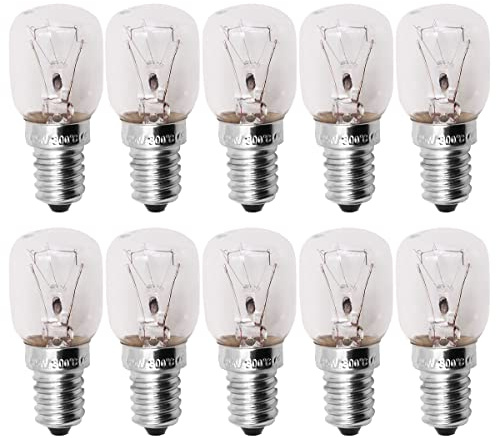 VOANZO 10PCS T22 Oven Bulb e14 Salt Lamp Bulb Fridge Bulb 25w AC 220V/240V for Microwave Fridge Himalayan Salt Lamp Freezers Pottery Bulb