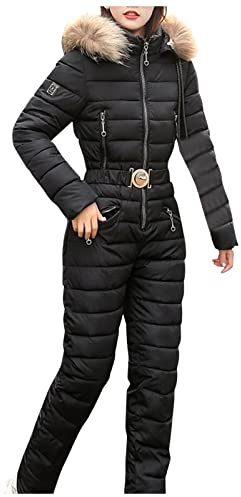 Combinaison de ski pour femme : combinaison de neige pour femme, combinaison de ski, combinaison de ski, veste de snowboard avec capuche en fourrure, combinaison de ski une pièce avec veste de ski