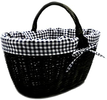 MyBer Shoppingkorg, flätad korg, flaskkorg, presentkorg, flätad svart, BTH 46/33/25–34 cm, stabil bärkorg av vide, K113-S-SBW