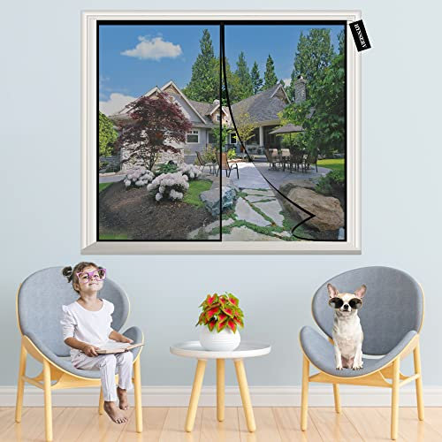 Insektenschutzrollo Schwarz 85x135cm Insektenschutz Vorhang Fliegenvorhang Magnet BalkonFenster Ohne Bohren HäNde Frei für Wohnzimmer Terrassentür