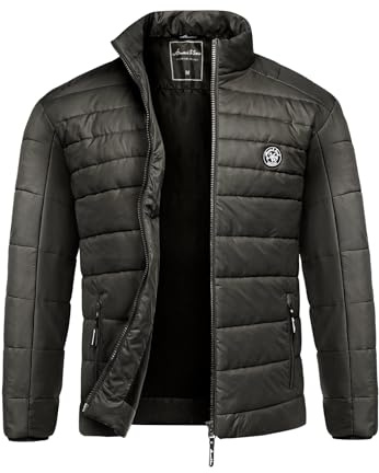 Amaci&Sons Herren Steppjacke Outdoor Basic Patch Jacke 9103 Schwarz L