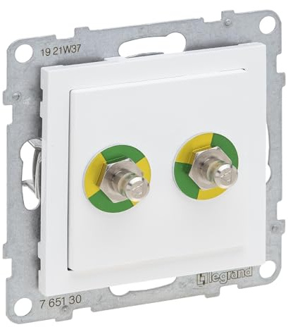 LEGRAND, SEANO Prise d'équilibrage de potentiel, insert, boulons de raccordement conformes à la norme DIN 42 801, couleur : ultra blanc, 765130
