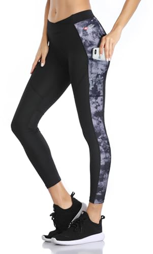 Santic - Pantaloni da ciclista da donna, lunghi, imbottiti, 7/8, per ciclismo, leggings, tights, pantaloni lunghi, con imbottitura seduta, elastici, a rapida asciugatura, traspiranti, M