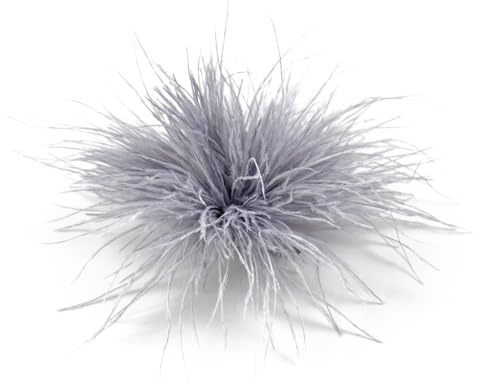 Elegante Feder Brosche,Damen Haarspange,Straußenfeder Ansteckbrosche,Vintage Corsage,Schal Pin,Pullover Hemd Hüte Clips für Damen,Kleidung Zubehör,für Hochzeit Bankett Party,Silber Grau