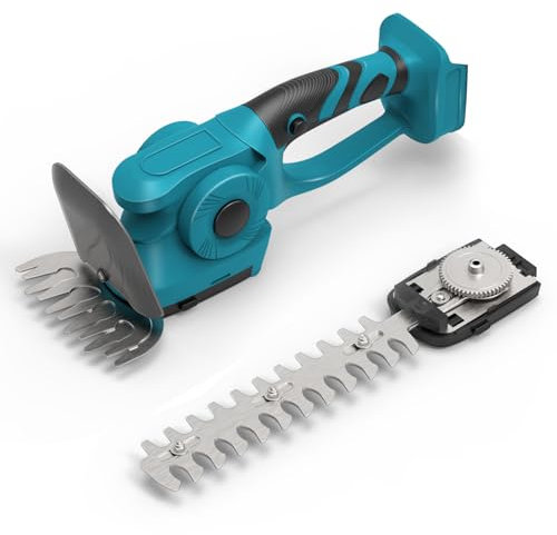 Akku Gras und Strauchscheren kompatibel mit Makita 18V Akku, 2 in 1 handgeführte Elektrische Buschschere, 60° Verstellbare, Batteriebetriebene Heckenschere für Garten/Rasen (Ohne Batterie)