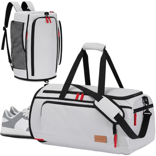 Lifewit 40 L Sporttasche mit Schuhfach und Nassfach, Silbergrau | Wasserdichte Herrenreisetasche, Rucksack als Handgepäck für Flüge, Sport, Fitness, Reisen, Gym Tasche